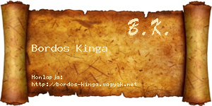 Bordos Kinga névjegykártya